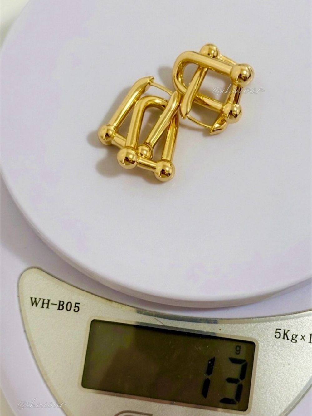 18K Gold Plated Double U Link Chunky Hoop Earrings - Picture 8 of 11